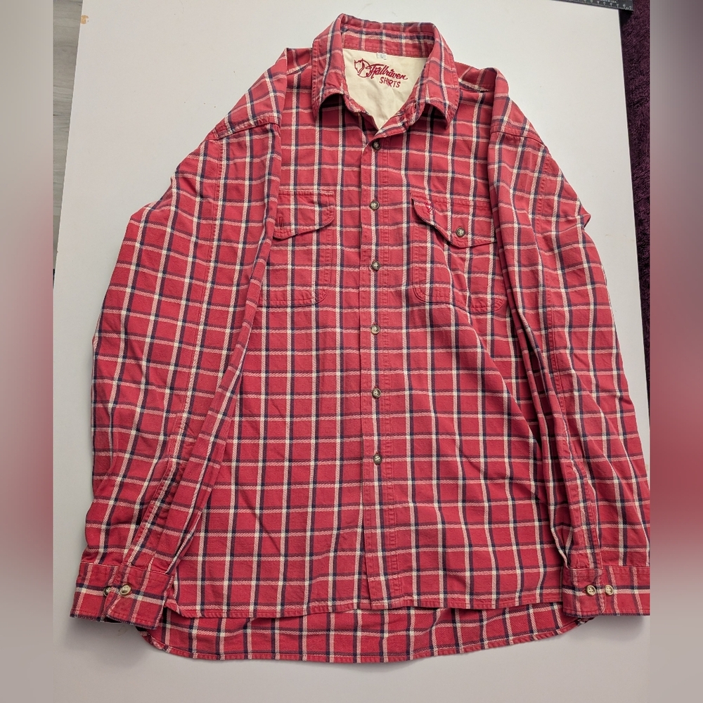 Fjällräven Men's Plaid Button Down Shirt - Red and White
